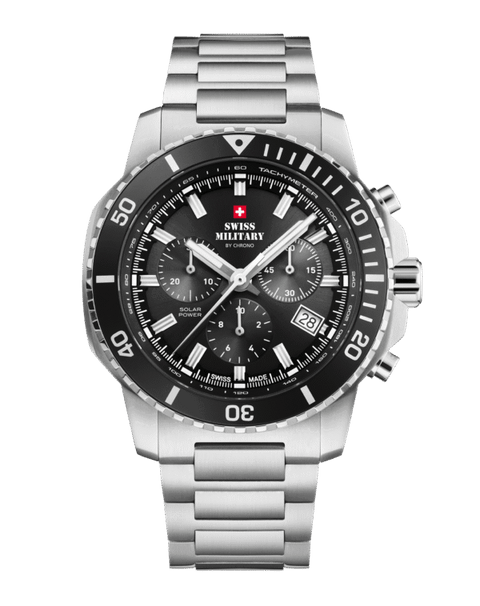Swiss Military Solar Chronograph Black Steel