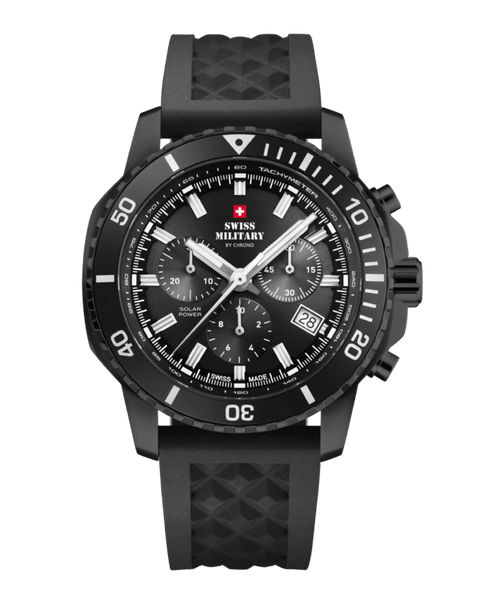 Swiss Military Solar Chronograph Black, PVD, Rubber