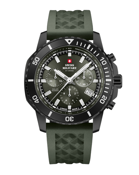 Swiss Military Solar Chronograph Green, PVD, Rubber
